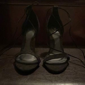 faux suede lace up heels.